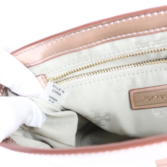 Tory Burch Metallic Patent Leather Mercer Shoulder Bag - Rose Gold - Picture 8 of 14